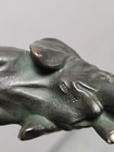Antique Vintage German Cold Painted Bronze Trumpeting Elephant Sculpture Statue 