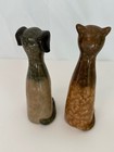 Vintage Dog Cat Stoneware-look Ceramic Figurines - Collectible  Mcm