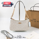 New Coach Teri 2way Shoulder Bag Signature Coated Canvas White Outlet Ca548