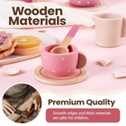 Kids Wooden Tea Party Set For Little Girls Toddler Pretend Play Food Kitchen    