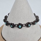 Vintage Native American Sterling Silver Turquoise Bracelet 6 5  925 Flowers