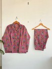 Soft Cotton Sleepwear   Button Front Pj Set   Tropical Floral Print Gift For Her