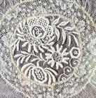 Antique Handmade Ecru Bobbin Lace Head Cover Veil Hat Rare Lost Art Framed Ivory