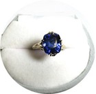 Blue Tanzanite Ring - Natural - 14k Yellow Gold Art Deco Mtg  - Certificate 