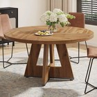 47    Round Solid Wood Dining Table   Modern Rustic Pedestal Base