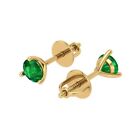 1ct Round Cut Solitaire Studs - Gemstone - Yellow Gold - Earrings Screw Back
