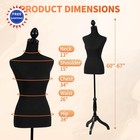 Mannequin Torso Black Adjustable Female Dress Model Display Manikin Height Body