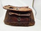 Antique Decor Only Fly Fishing Wicher   Leather Basket Large For Repair Display