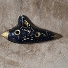 Dark Blue Gold Ceramic Ocarina Wind Instrument Vintage