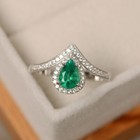 1 50 Ct Pear Cut Natural Emerald Diamond Wedding Ring 14k Real White Gold