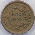 1853 Braided Hair Half Cent - Pcgs Au 53