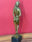 Vintage Bronze Sculpture Statue Woman Marble Deco J patoue Rare Decor Art Lady