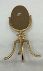 Vintage Vanity Gold Tone Cherubs Footed Oval Shape Stand Mirror 9 Inches