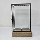 Sibella Jewelry Display Case Natural Wood Leaded Glass  Med Century Modern 14 5 