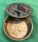 Vintage Solid Brass Hand Made   Painting Of A Bird Pill Box With Lid From India