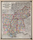 1875 Louisiana  Arkansas Map Tennessee  Kentucky  Alabama - Original  17 25x14 