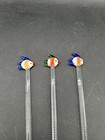 Vintage Glass Swizzle Stir Sticks Set Of 3 Fishes