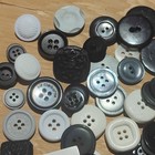 Vintage Lot Of 100  Buttons In Black  White    Silver Gray Flat  Shank  Fabric