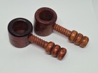 Set Of 2 Vintage Hand Turned Wooden Nut Cracker Screw Type