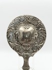 Antique Victorian Style Silver Plated Vanity Hand Mirror Ornate Floral 9   