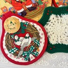 Vintage Christmas Kitchen Lot Santa Pot Holders Quilted Crochet Holiday Decor