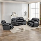 79  Black Air Leather Recliner Sofa Set 3 Piece Living Room Loveseat Chair Couch