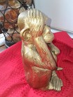 Brass Monkey Statue Figurine Large 10 25  Sitting Hand On Head Thinker Thinking