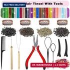 Hair Tinsel  24 Colors 9800 Strands Hair Tinsel Kit With Tools 48 Inch Glitter T