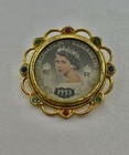 Vintage 1953 Queen Elizabeth Ii Coronation Souvenir Multicolor Rhinestone Brooch