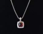 David Yurman Women s Garnet With Pav  -set Diamonds Albion Necklace  7mm