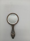 Antique Art Nouveau Hand Mirror     Floral Silverplate Vanity Mirror     Early 1900s