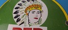 Vintage Tobacco Sign - Porcelain Red Man Chew Gas Pump Display Sign