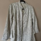 1960s Silver Metallic Open Jacket Swirl Pattern Grey Lurex Glitter Xs Small