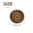 Uxcell 50pcs Wooden Buttons  25mm 1   4 Hole Round Wood Sewing 25mm  Brown