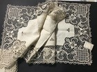 Antique 8 Handmade Needle Lace Placemats Runner Label Tag Linen Hand Embroidery