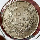  bb5 old  East India Company 1840 Victoria Silver Rupee Indian Head 11 66gm