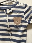 Huggies 0-3m Cotton Ribbed Striped Footed Zip Sleeper Bear Blue white