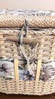 Large Oval Floral Tapestry   Sisal Wicker Sewing Box basket W Dual Handles Azar 