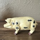 Vintage Or Antique Solid Cast Iron Pig Figurine With Black Spots