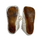 Vintage Leather Baby Shoes White Display Nursery Decor Keepsake Infant 4in