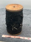 Antique Thread Giant Wood Wood Victorian Spool Black Cotton Industrial Display