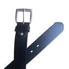 Mens Genuine Leather Casual Black Belt With Screw On Removeable Buckle