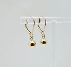 14k Solid Yellow Gold 6mm Ball Bead Drop dangle Leverback Earrings 23mm  90 