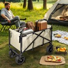 Collapsible Folding Wagon 400l Beach Wagon Cart W Shade Cover Heavy Duty 440 Lbs