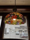 Vintage Tiffany Hanging Floor Ceiling Lamp Shade Floral Glass Nj Diner