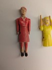 Vintage 1950s Renwal Jointed Doll House Plastic Figure Mother   Girl  partial 