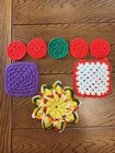 Vintage Crochet Hot Pads Coasters Assortment Pot Holders Granny Squares