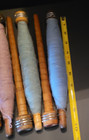 Lot Of 11 Wood Quills Wrapped Bobbins Spools Wooden Threaded  Textile Primitive