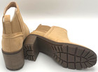 Chunky Heeled Faux Suede Chelsea Ankle Boots  tan Suede Block Heel Chelsea