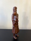 Carved Wood African Figure Mother With Child On Back Hand Carved Tribal Statue